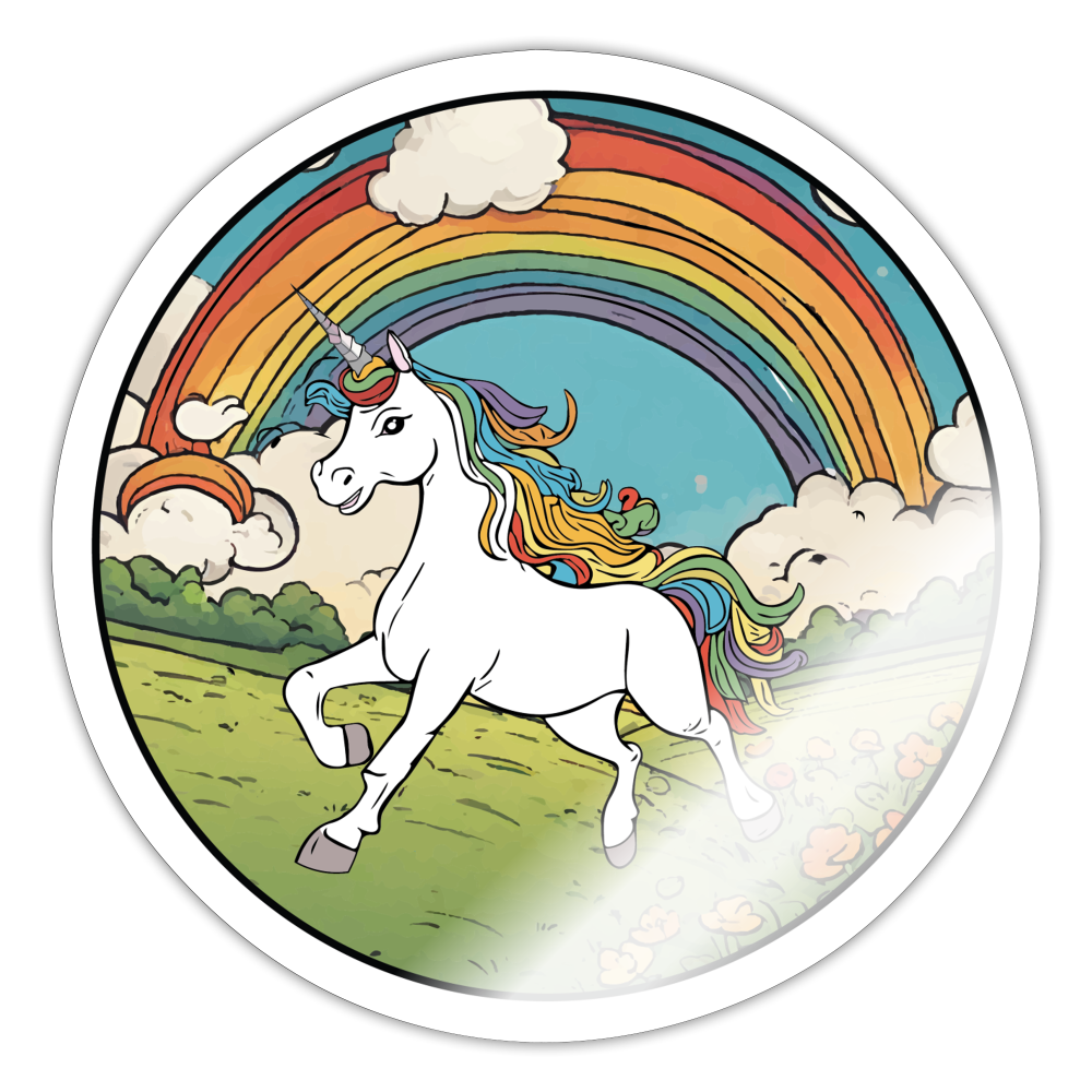 Starlight Unicorns Rainbow Sticker - white glossy