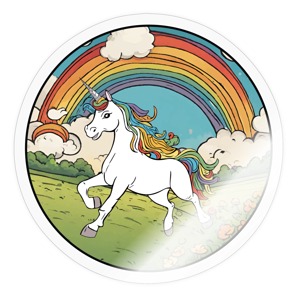 Starlight Unicorns Rainbow Sticker - transparent glossy