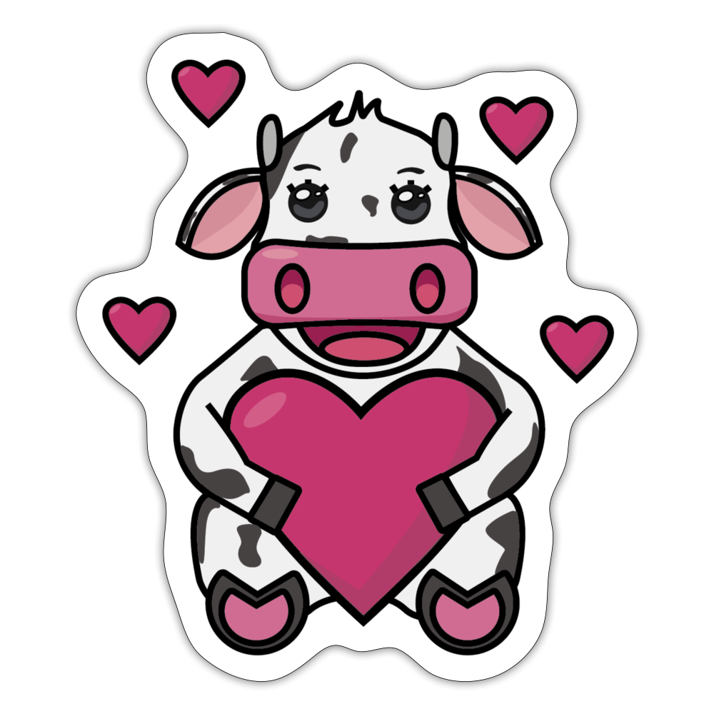 Love is Moo-tual Sticker - white matte