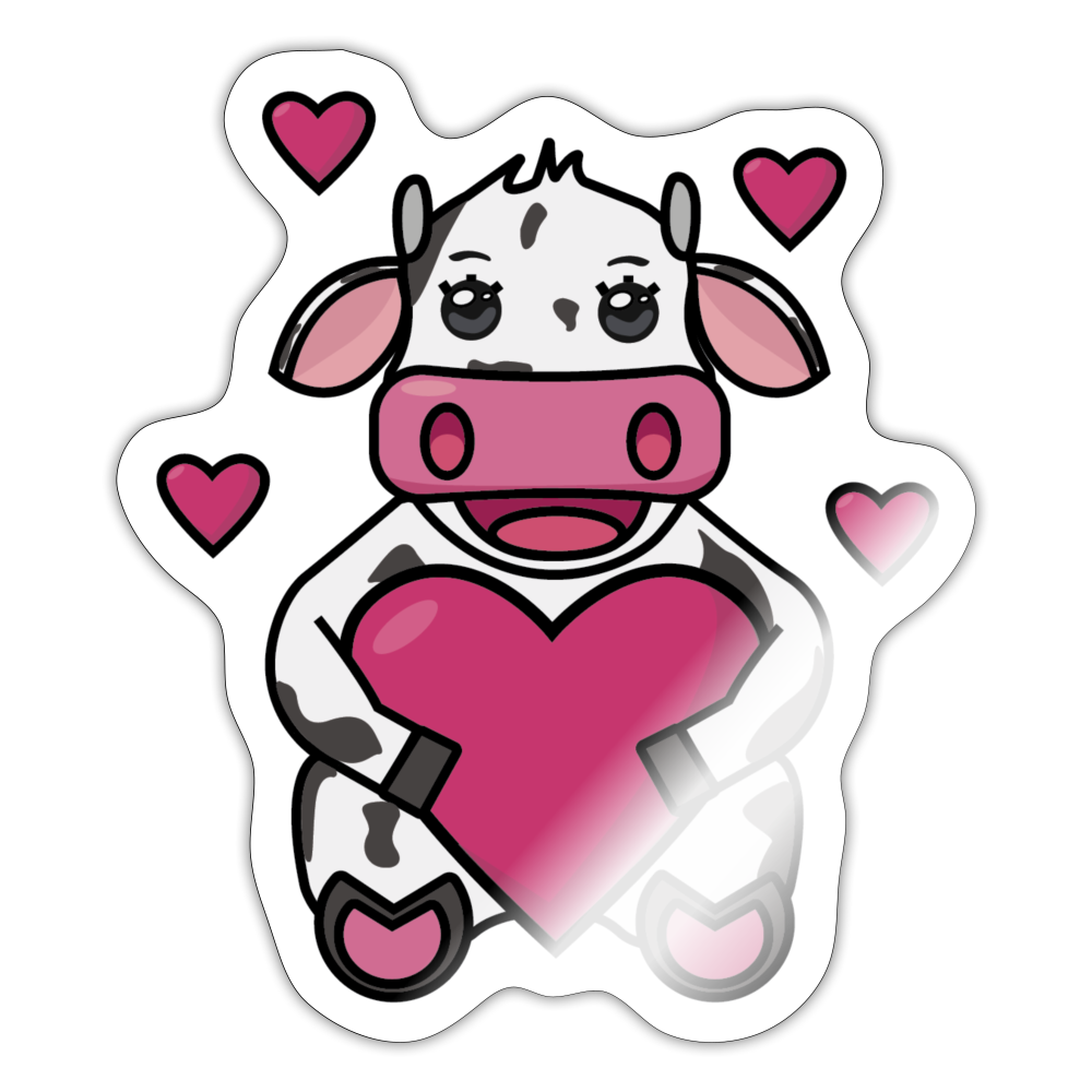 Love is Moo-tual Sticker - white glossy